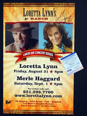 LORETTA LYNN With Merle Haggard SIGNED AUTOGRAPH On Concert Poster - PSA/DNA COA • $174.95