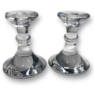 Val St Lambert Belgian Crystal Glass Candlesticks Chandelier Ingo Clear Set Of 2 • $175