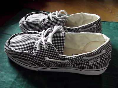 Vans Black White Check Boat Shoes Flats Sz 6 • $16.50