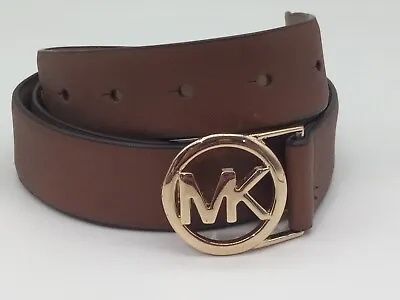 Michael Kors Women's Belt Gold Tone Logo Buckle Brown Leather Extra Large 32-36 • $18.99