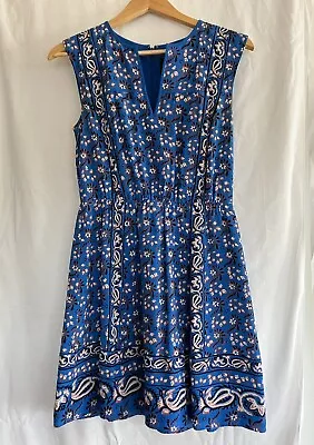 J Crew Scarf Dress - 100% Silk - Floral Print Blue Size 2 - (Style C9329) • $18.98