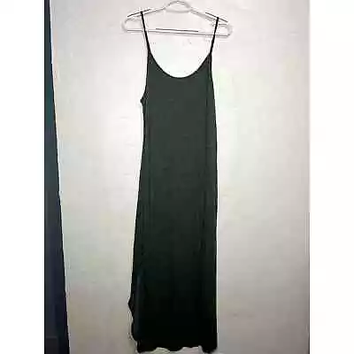 Womens Green Side Slit Spaghetti Strap Maxi Dress Size Medium • $12.95