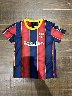 Vintage Rakuten Barcelona FC Lionel Messi #10 Soccer Jersey Youth Sz 24 La Liga • $31.99
