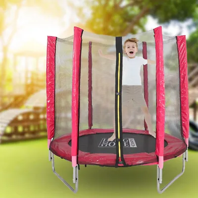 5ft Small Round Trampolines With Safety Enclosure Net Fun For Kids Outdoor Toy • £69.95