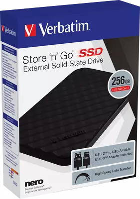 Verbatim 256GB Store 'n' Go Portable USB3.0 Gen 1 External Solid State Drive • £34