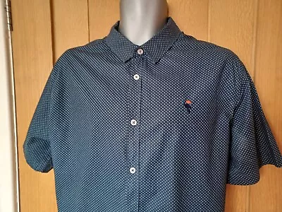 Independent Leaders Navy Polka Dot  Mens Short Sleeve Shirt XL 100% Cotton • £5.99