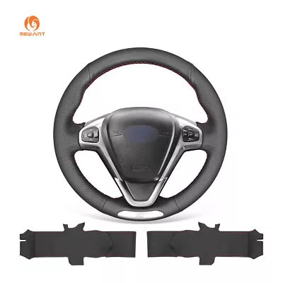 DIY Black Artificial Leather Steering Wheel Cover For Ford Fiesta ST 2012-2017 • $51.69