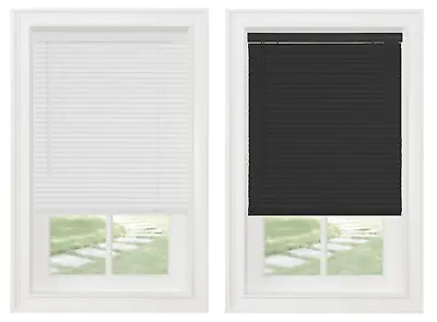 1  Cordless Vinyl Miniblinds Shades Window Blinds White & Black Up To 44  Wide • $21.49