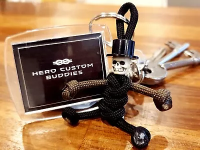 £5.95 • Buy Hero Custom Buddies Skeleton Skull With Top Hat Paracord Keyring Handmade