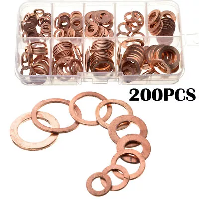 200pcs Engine Oil Drain Plug Copper Crush Washer Seal O-Ring Gasket Accessories  • $19.25