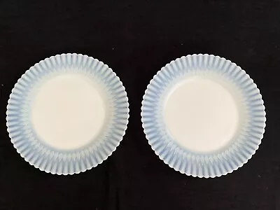 2 Vintage Depression Glass MacBeth Evans White Monax Petalware Salad Plates 8” • $24.99