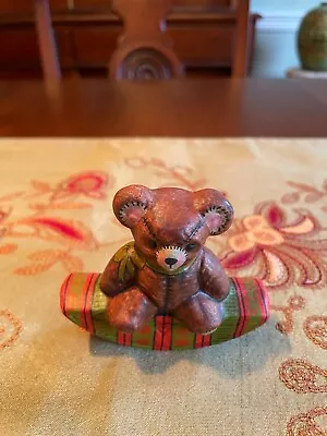 1998 Vaillancourt Folk Art Teddy Bear On Rocker. 2.5  Tall • $90