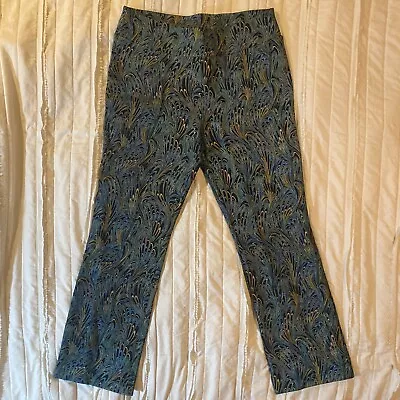 Soft Surroundings Pants Womens XL Black Peacock Marble Print Ponte Knit NWT • $39.95