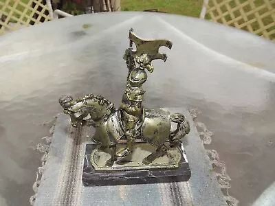 Armatura Xvi-sec. Knight On Horse Figurine Genuine Marble Base Depose Italy 114 • $25