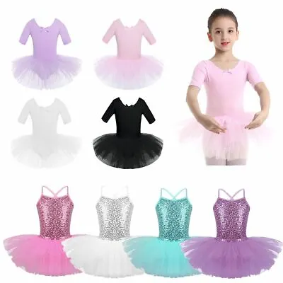 £9.29 • Buy Girls Ballet Leotard Tutu Dress Child Skating Gymnastics Dress Dancewear Costume