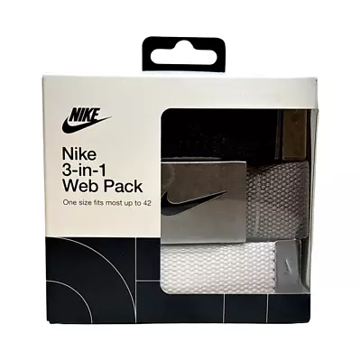 NIKE 3-IN-1 WEB BELT PACK Men's Black / Gray / White Up To 42 Inches • $31.88