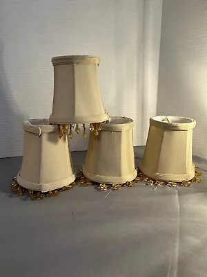 Mini Lamp Shades Set Of 4 Amber Beads Cream Color Clip On • $19.99