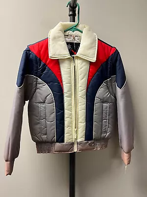 Vintage 70s 80s Ski Puffer Coat Vest Hood Detachable Sleeves Youth 12 • $50