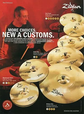 2002 Print Ad Of Zildjian A Custom Drum Cymbals W Vinnie Colaiuta • $9.99