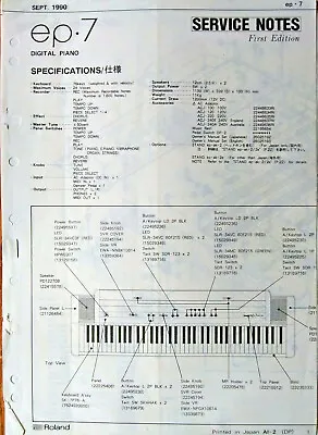$61.81 • Buy Roland EP-7 Digital Piano Original Service Notes Manual Booklet, 1992 Japan