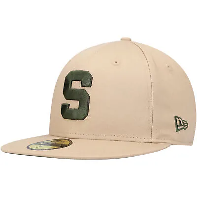 Men's New Era Tan Michigan State Spartans Camel & Rifle 59FIFTY Fitted Hat • $27.74