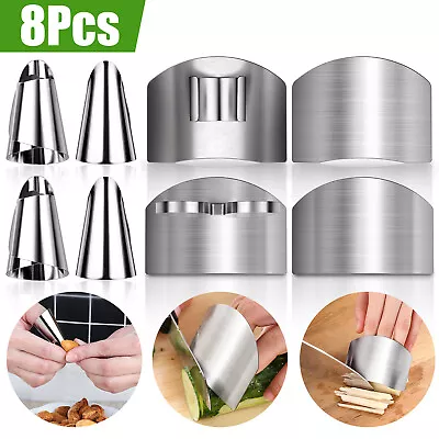 8Pcs Finger Hand Protector Guard Vegetable Cut Kitchen Safe Stainless Steel Tool • $9.98