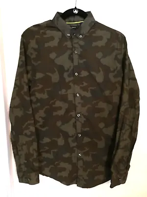 J Ferrar Mens Shirt M 15-15.5 Camouflage Button Slim Fit Long Sleeve Dress Work • $12.50