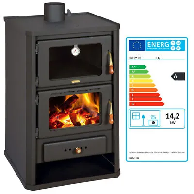 Cooking Wood Burning Stove With Oven Solid Fuel Cooker 14 Kw Heating Prity FG • £499