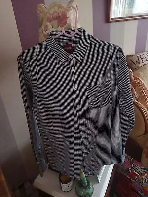 Mens Black Grey And White Cotton Merc London Striped Shirt Size Small • £5