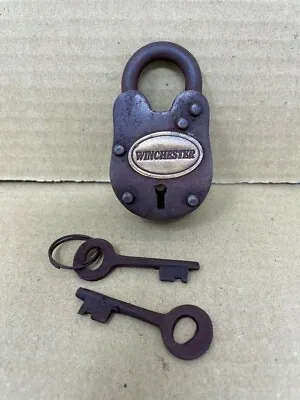 Winchester Old West Cast Iron Lock With 2 Keys Rusty Antique Finish • $19.90