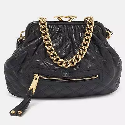MARC JACOBS Black Quilted Leather Little Stam Shoulder Bag • $488.83