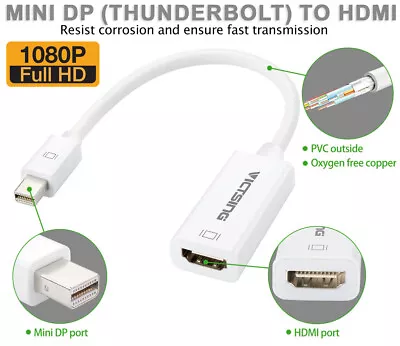 Mini Display Port DP ThunderBolt To HDMI Adapter Cable For Macbook Pro IMac UK • £4.99