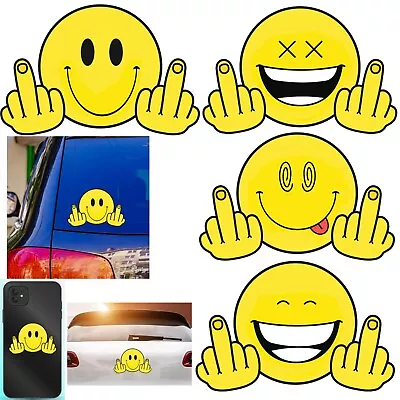 Smiley Face Decal Sticker Car Window Funny LOL F U Middle Finger Flick Off Truck • $3.95