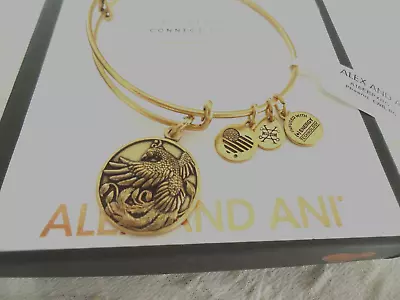 $66.23 • Buy Alex And Ani PHOENIX Russian Gold Charm Bangle New W/ Tag Card & Box