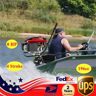 8 HP 4 Stroke Fishing Boat Engine Air-Cooled TCI Outboard Motor 196cc Gasoline • $454