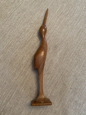 $18 • Buy Vintage MCM Mid Century Hand Carved  Wood Bird Folk Art Sculpture 11” Modern
