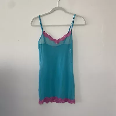 Vintage ‘Sassi Wear’ Turquoise Mesh Pink Cami • $17