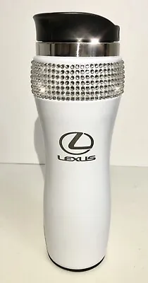 Lexus White Thermal Bling Mug Tumbler Cup Travel Made W Swarovski Crystals • $34.99