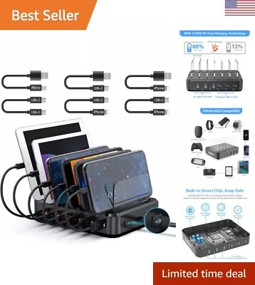 PD USB-C Charging Station - Fastest Charging 3 PD 20W Ports 6 Mixed Cables • $64.57