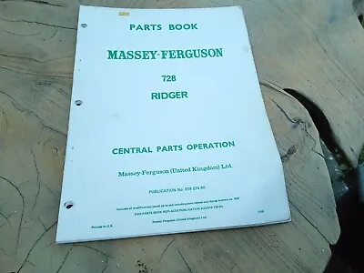 £3.49 • Buy Original Massey Ferguson MF 728 Ridger Parts Book 