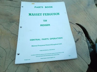 £3.49 • Buy Original Massey Ferguson MF 728 Ridger Parts Book 