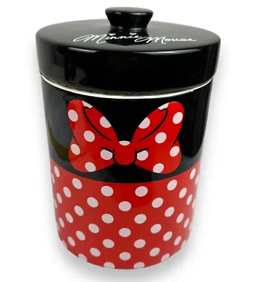 Minnie Mouse Ceramic Cookie Jar Canister With Lid Red Polka Dot Bow Disney Parks • $11.99