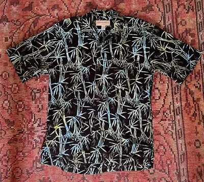 Johari West Bamboo Batik Shirt Mens M Black Watercolor Hawaiian Shirt • $17