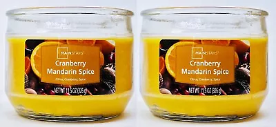 2 X Mainstays CRANBERRY MANDARIN SPICE Large 3-Wick Candle 11.5 Oz Made In USA • $17.09