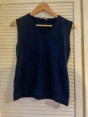 Women's Navy Cotton Acrylic Blend V-neck Vest Jumper From TM Lewin • £8.88