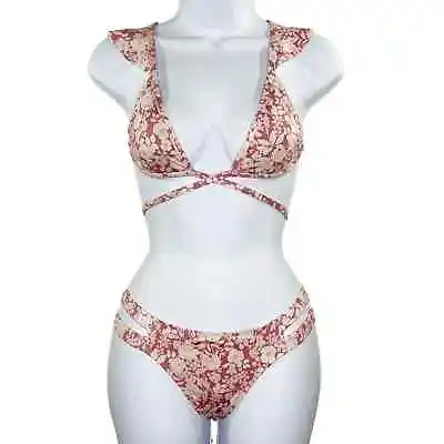 6 Shore Road XS S Beach Wave Bikini Blush Floral 2 Piece Swim Suit • $18.99