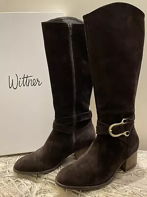 Wittner Calf Length Chocolate Brown Suede Genuine Leather Women’s Boots Size 37 • $150