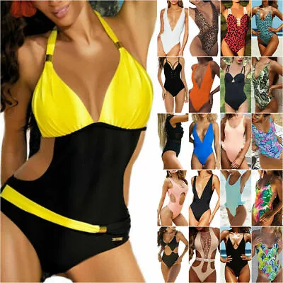 £11.68 • Buy Women One Piece Swimwear Push Up Monokini Swimming Costume Slim Summer Swimsuit