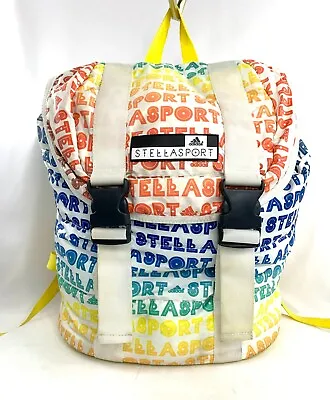 Stella Sport Stella McCartney Adidas Rainbow Color Logo Nylon Flap Backpack Rare • $78.25