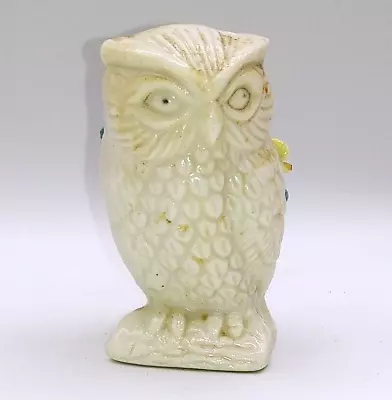 Vintage 3  Owl Figurine Sewing Pin Cushion Ceramic Porcelain Embossed Flowers • $24.99